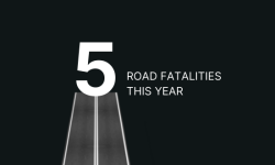 Banner image that says 5 road fatalities this year